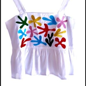 Colorful Floral Embroidered Women's Top